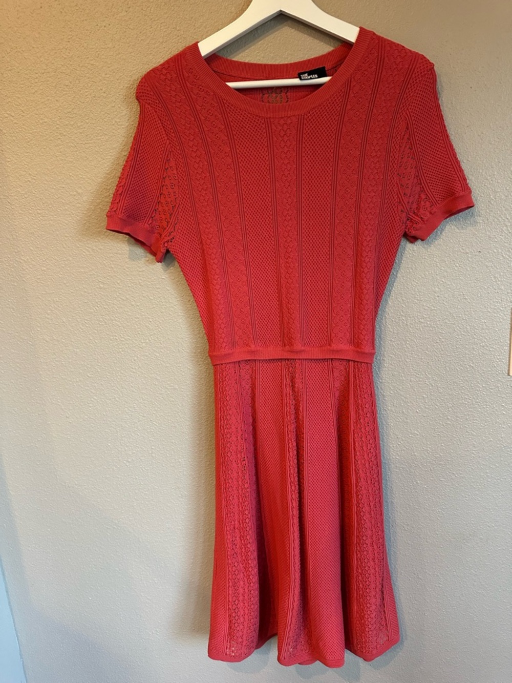 The Kooples short red open work knit dress